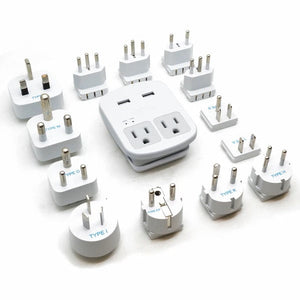 World-Way 6 Travel Adapter Kit | 2 USB + 2 US Outlets - Grounded (WPS-2B) - TRAPSKI