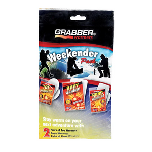 Grabber Warmers Weekender Multi-Warmer Pack, 2 Pair Hand, 2 Pair Toe, 2 Peel N' Stick Body Warmers, 6-Count