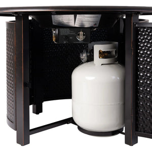 Weyland 42" Round Hammered Aluminum Convertible Gas Fire Pit Table