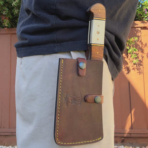 10" Chef Cleaver Knife with Bone & Wood Handle, Carbon Steel Meat Cleaver Knife