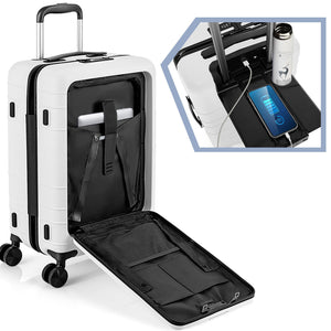 20 Inch Carry-on Luggage PC Hardside Suitcase TSA Lock with Front Pocket and USB Port