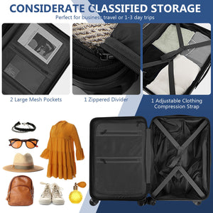 20 Inch Carry-on Luggage PC Hardside Suitcase TSA Lock with Front Pocket and USB Port