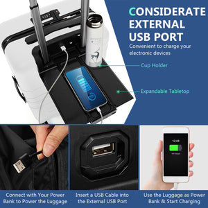 20 Inch Carry-on Luggage PC Hardside Suitcase TSA Lock with Front Pocket and USB Port