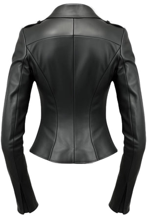 Women’s Black Asymmetrical Designer Leather Jacket