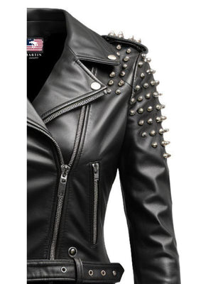 Women Black Biker Slimfit Real Leather Jacket