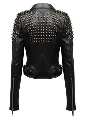 Women Black Biker Slimfit Real Leather Jacket