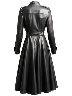 Women’s Black Leather Coat – Long Leather Coat
