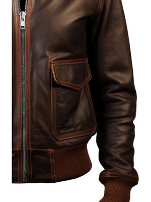 Women Bomber Leather Jacket – Brown Leather Jacket for Women
