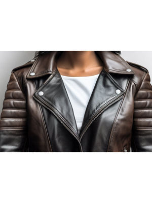 Women Classy Designer Brown Leather Jacket (Dual Color)
