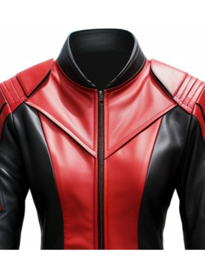 Women Leather Jacket – Red and Black Faux Leather Jacket