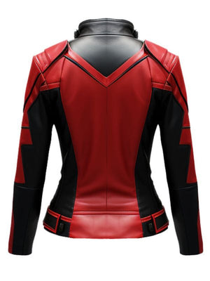 Women Leather Jacket – Red and Black Faux Leather Jacket