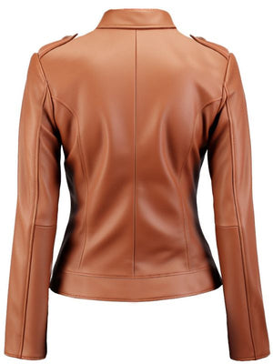 Women’s Tan Biker Leather Jacket