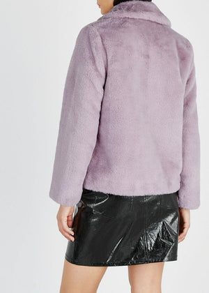 Women’s Stand Lavender Purple Fur Jacket