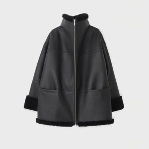 Women’s B3 RAF Aviator Black Sheepskin Shearling Leather Jacket