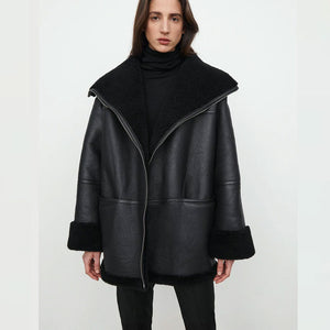 Women’s B3 RAF Aviator Black Sheepskin Shearling Leather Jacket