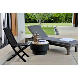 Solid Base Revolver Fire Pit with Wooden Top