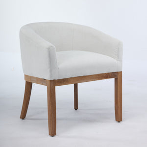 Mid Century Modern Upholstered Barrel Dining Chair with Arms