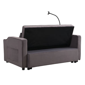 Modern Loveseat Futon Sofa With Pullout Bed, Adjustable Reclining Backrest, Toss Pillows