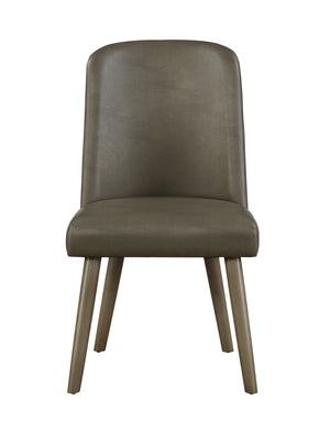 Waylon Synthetic Leather Side Chair (Set of 2) - Gray / Oak