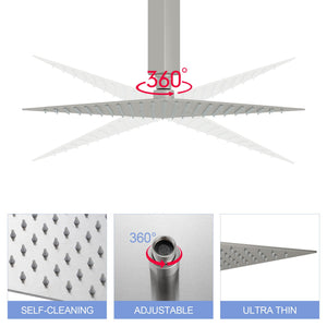 Modern 10" Square Rainfall Shower Head & Stainless Steel Wall Or Ceiling Mount Luxury Spa Shower Panel