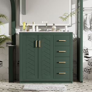 Retro Style Bathroom Vanity, 3 Drawers & Soft Closing Doors