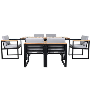 7 Pieces Outdoor Dining Set Patio Dining Table And Chair Set With And Removable Cushions For Patio