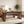 Walnut-Colored Rubber Wood Dining Table with Rattan Accents