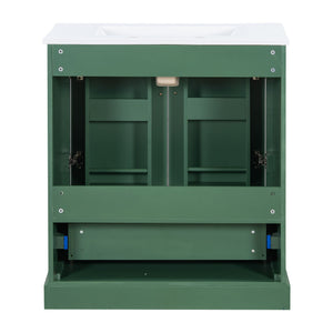 Bathroom Vanity With Sink, 1 Divided Drawer And 2 Soft Close Doors With Double Shelf