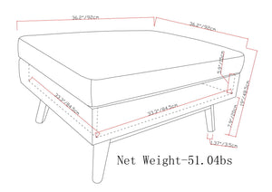 Owen Square Coffee Table Storage Ottoman - Distressed Dark Blue