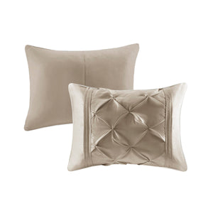 7 Piece Tufted Comforter Set Taupe King