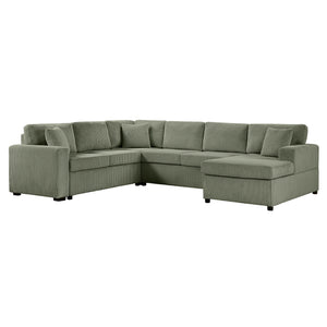 Oversized Sectional U-Shaped Sofa With Chaise Lounge And Three Soft Throw Pillows