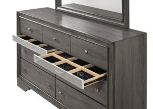 Traditional Queen 5 Piece Storage Bedroom Set in Gray Wood