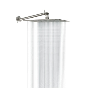 Luxury Rain Shower Head With Adjustable Arm, 10" Square, Stainless Steel - Brushed Nickel