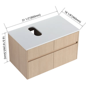 32-Inch Wall-Mounted Bathroom Vanity with 2 Soft Close Doors and 1 Drawer