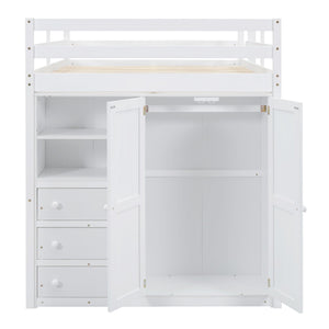 Loft Bed With Built In Wardrobe, Shelves And Drawers