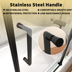 Mod Semi-Frameless Sliding Bathtub Door in Matte Black
