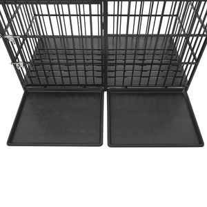 Extra Large Heavy Duty Dog Crate With Removable Pans For Dogs - Black