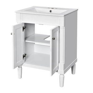 Bathroom Vanity With Top Sink, 2 Tier Storage Cabinet