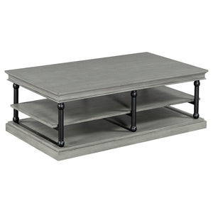 55.1" Wood Coffee Table with Storage Shelves