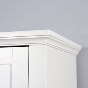 Wooden Bathroom Floor Storage Cabinet With 2 Doors And 6 Shelves - White