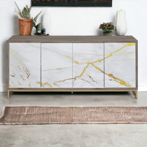 Paavan Console Cabinet - White / Champagne