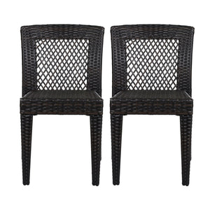 7 Piece Outdoor Dining Set with Table and 6 Chairs - Brown Multi