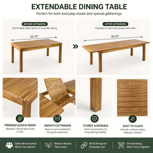 7 Pieces Acacia Wood Outdoor Dining Set
