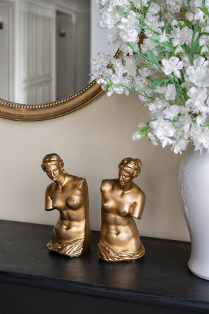 Set of 2 Venus de Milo Bust Bookends with Gold Finish