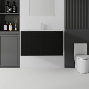 36 Inch Floating Bathroom Vanity with Ceramic Sink and Soft-Close Door