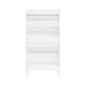 Modern Rattan 3 Door Shoe Rack Cabinet for Entryway