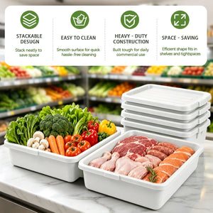 Commercial Meat Tubs with Lids - 6-Pack