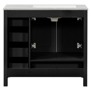 Bathroom Vanity With Ceramic Sink Combo, Abundant Storage Cabinet 2 Soft Close Doors And 5 Drawers