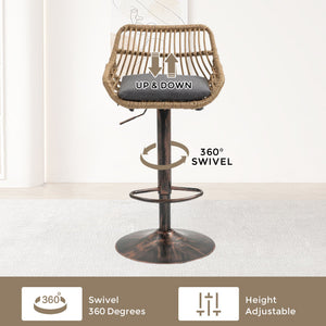 Modern Swivel Bar Stools Adjustable Counter Chairs With Footrest (Set of 2)