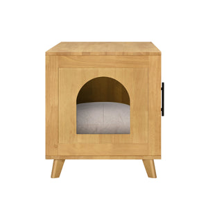 Myra Indoor Premium Rubber Wood Cat Cabinet with Plush Cushion